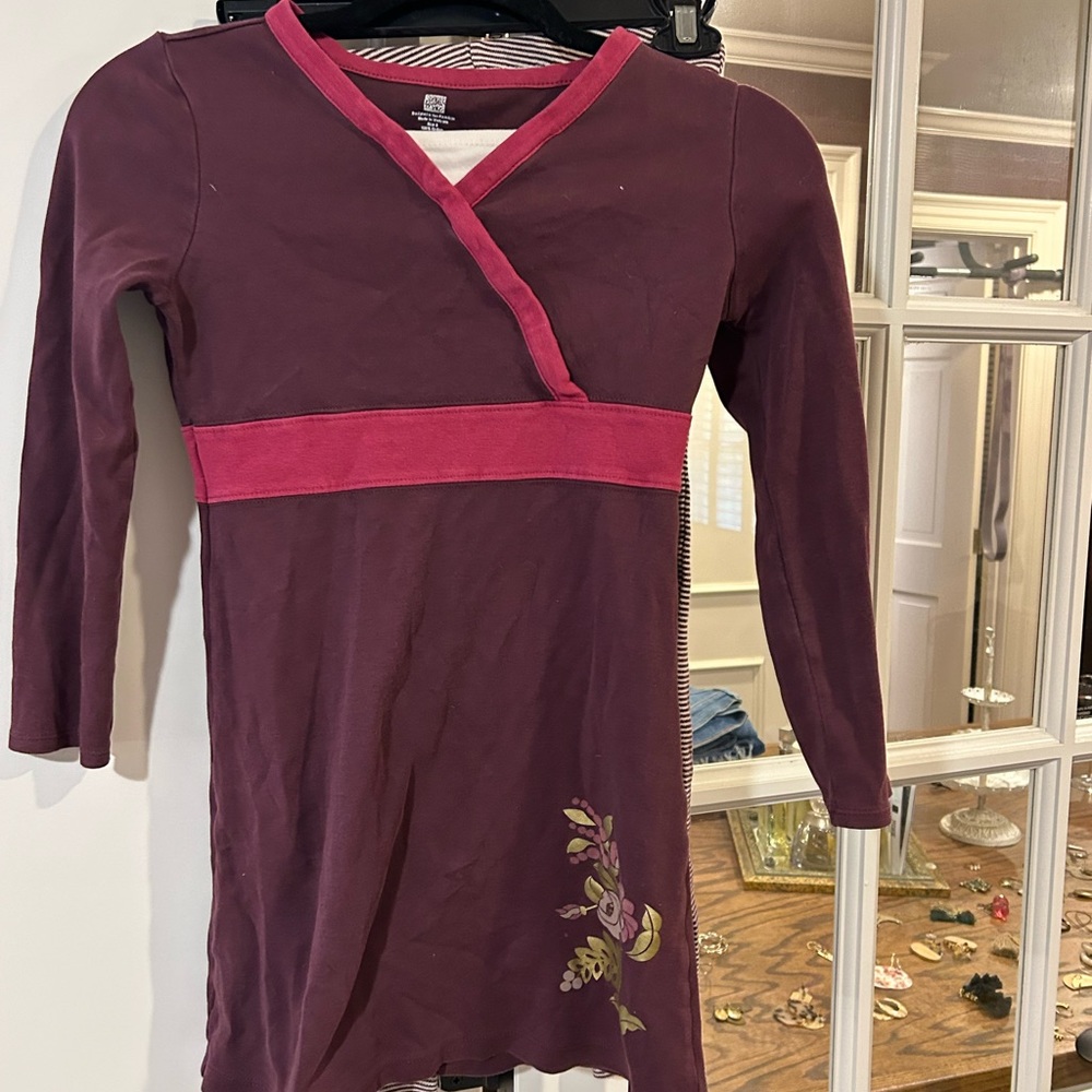 Girls Tea Collection size 8 dress and leggings, maroon